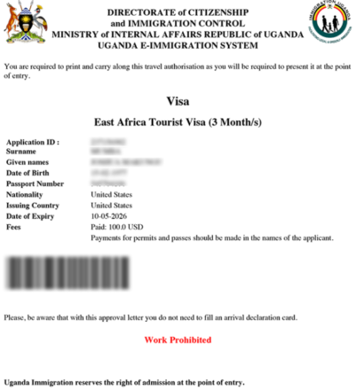 Uganda Visa application requirement